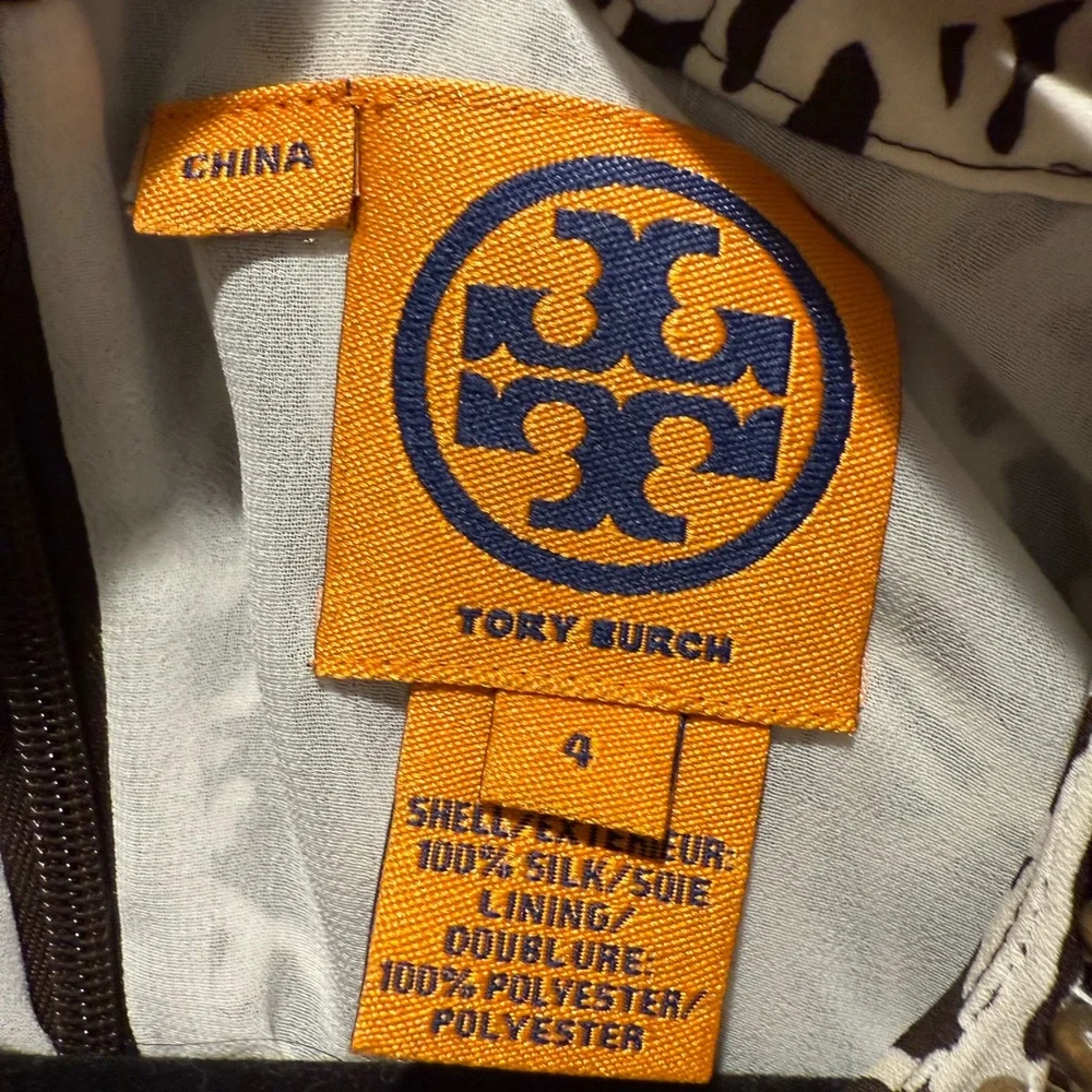 Tory Burch Sleeveless White and Brown Dress